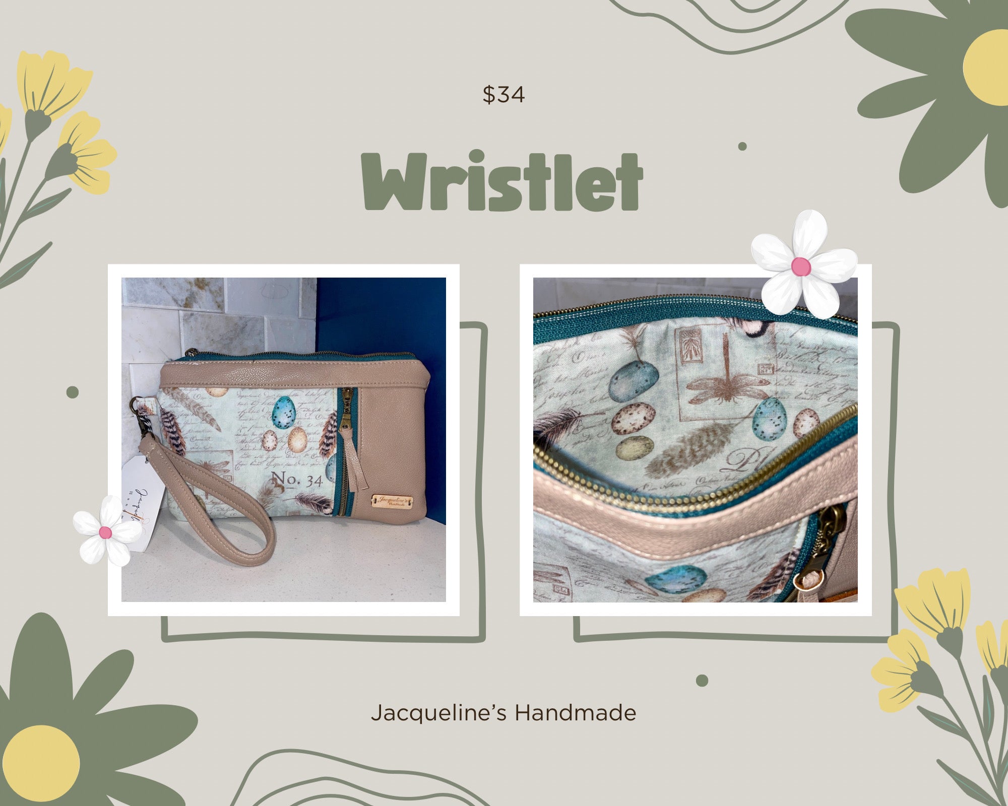 Large Wristlet - Tan