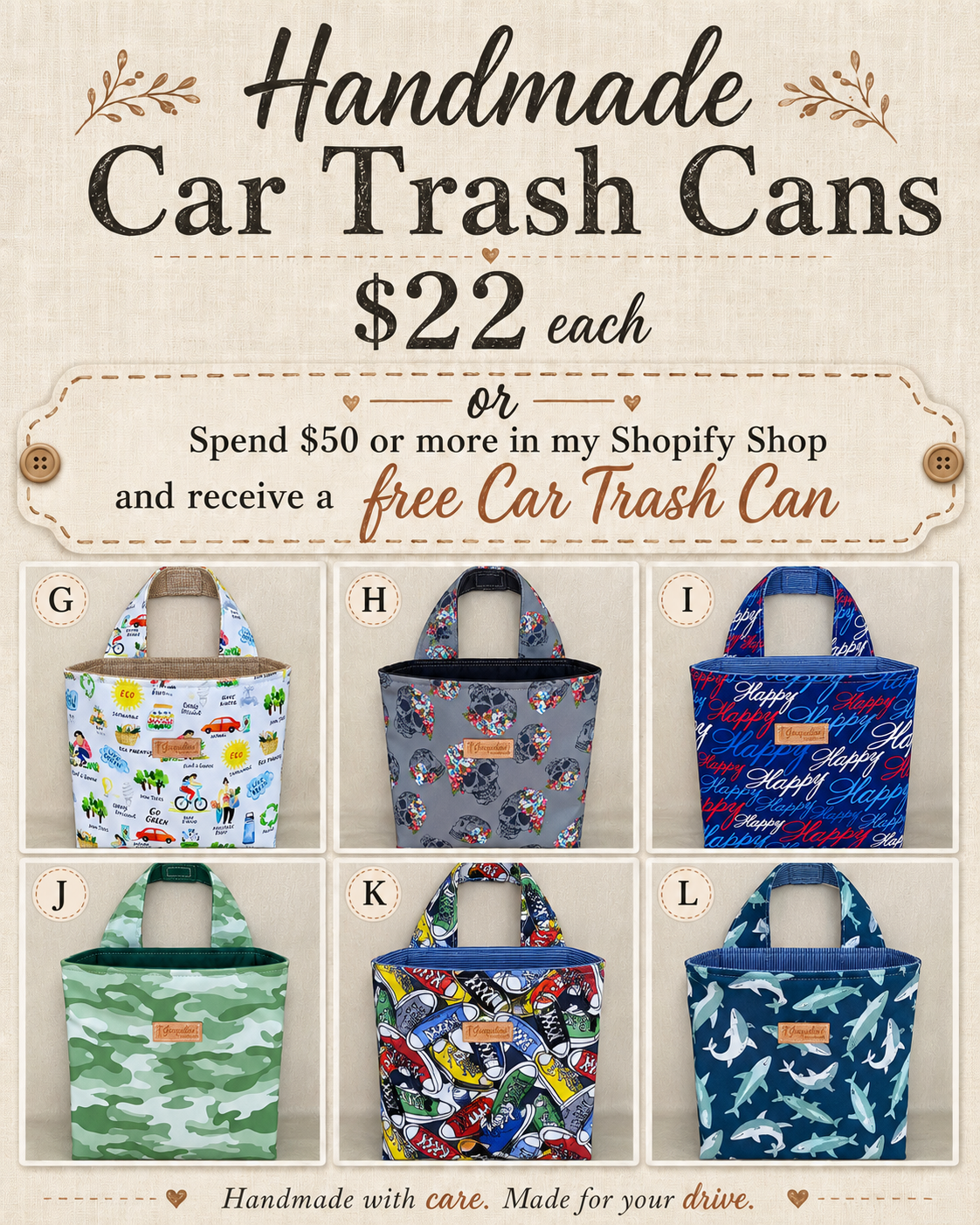 Handmade Car Trash Cans