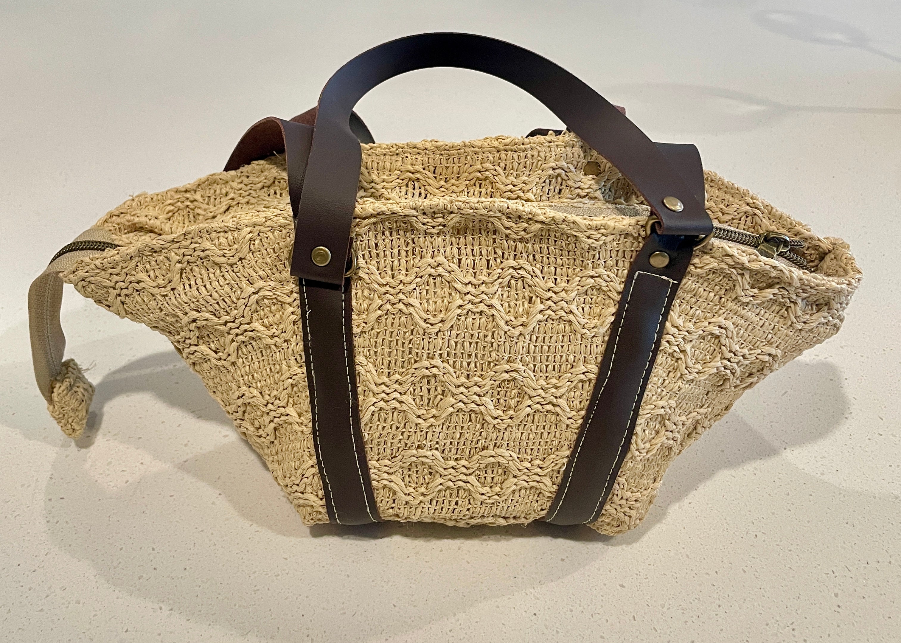 Small Raffia Basket Bag - Natural