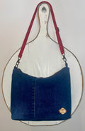 Small Up-Cycled Denim Bag - Red Zip