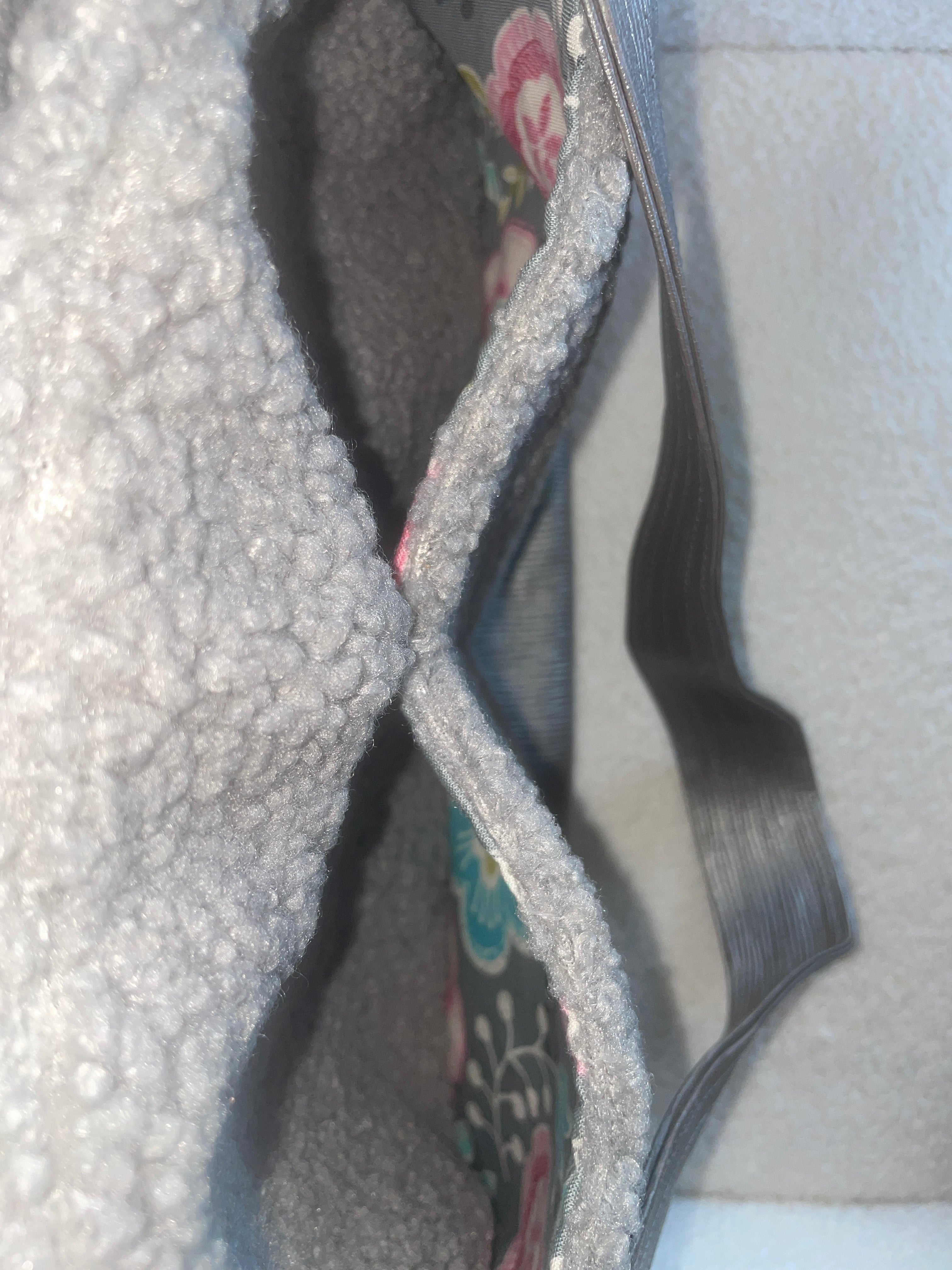 Grey Sherpa Hobo Bag